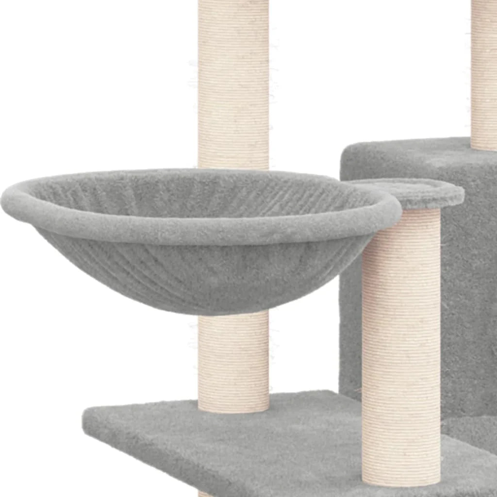 Tiragraffi per gatti torre per arrampicata giocattolo piattaforma per arrampicata con tiragraffi in sisal leggero 82 cm grigio 02_0022616