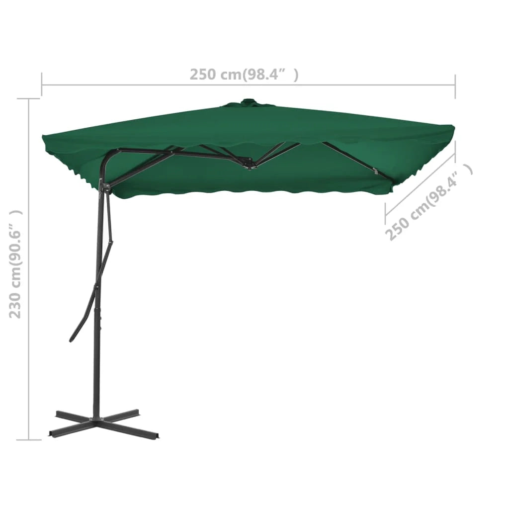 Ombrellone da esterno con palo in acciaio 250 x 250 cm verde 02_0008188