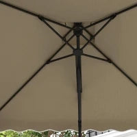 Ombrellone a Sbalzo con Doppio Tetto, Apertura a Manovella e Base a Croce, 2.5x2.5m, Cachi