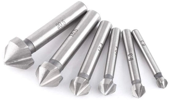 Set di punte per forare a tornio - 6 pezzi - Materiali di alta qualità - 6,3 mm a 20,5 mm - Adatto per creare un angolo e per levigare - Compatibile con metallo e legno
