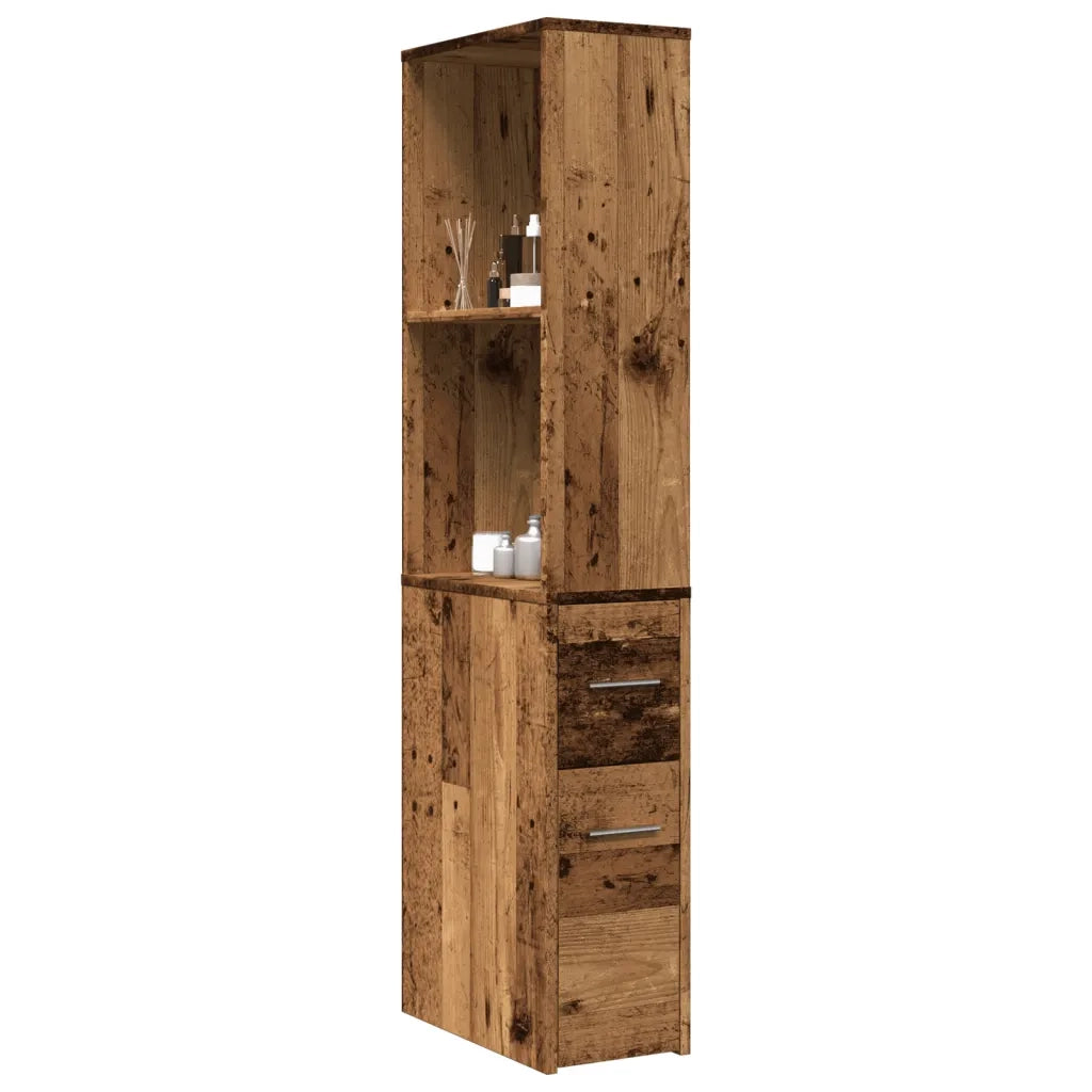 Armadietto da Bagno Stretto con Ruote Rovere Antico Truciolato 855302