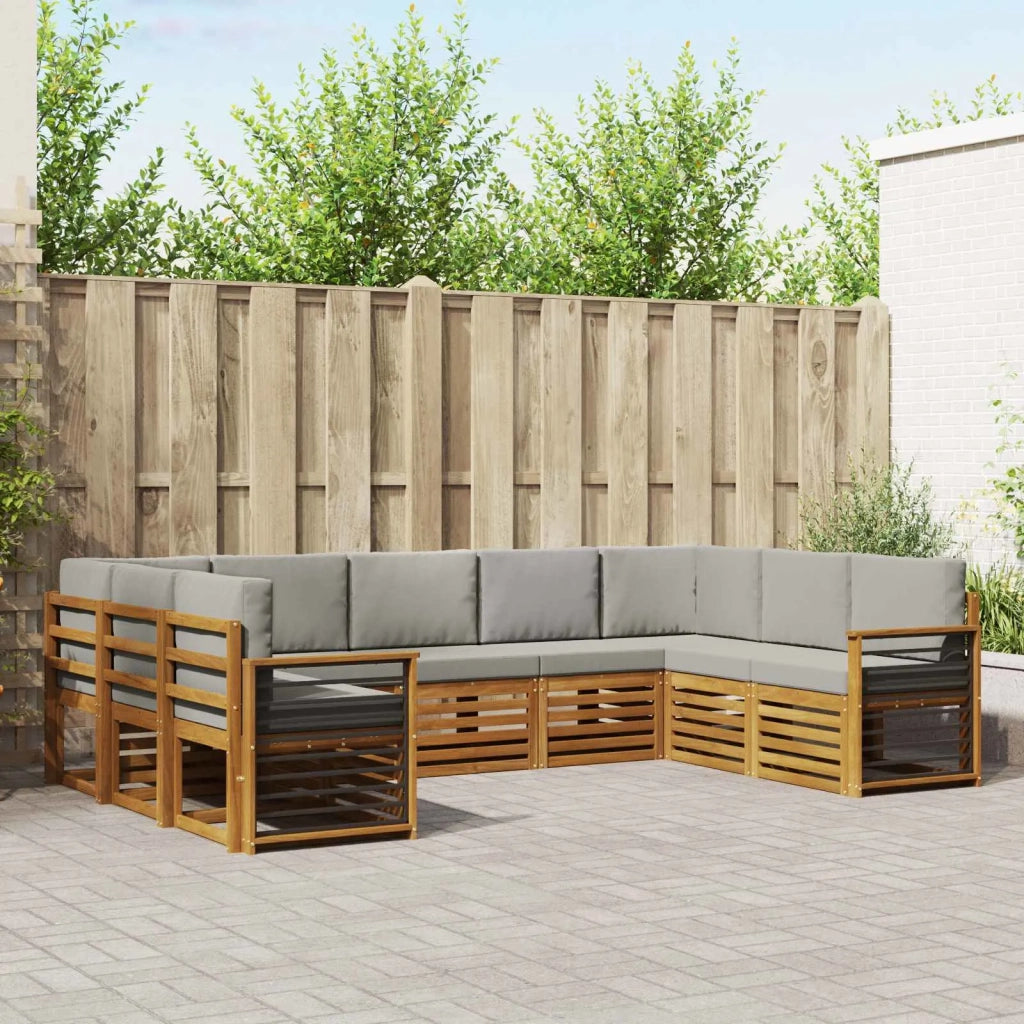 Set divano sezionale con cuscino 9 pcs Grigio Naturale e Chiaro 3375491