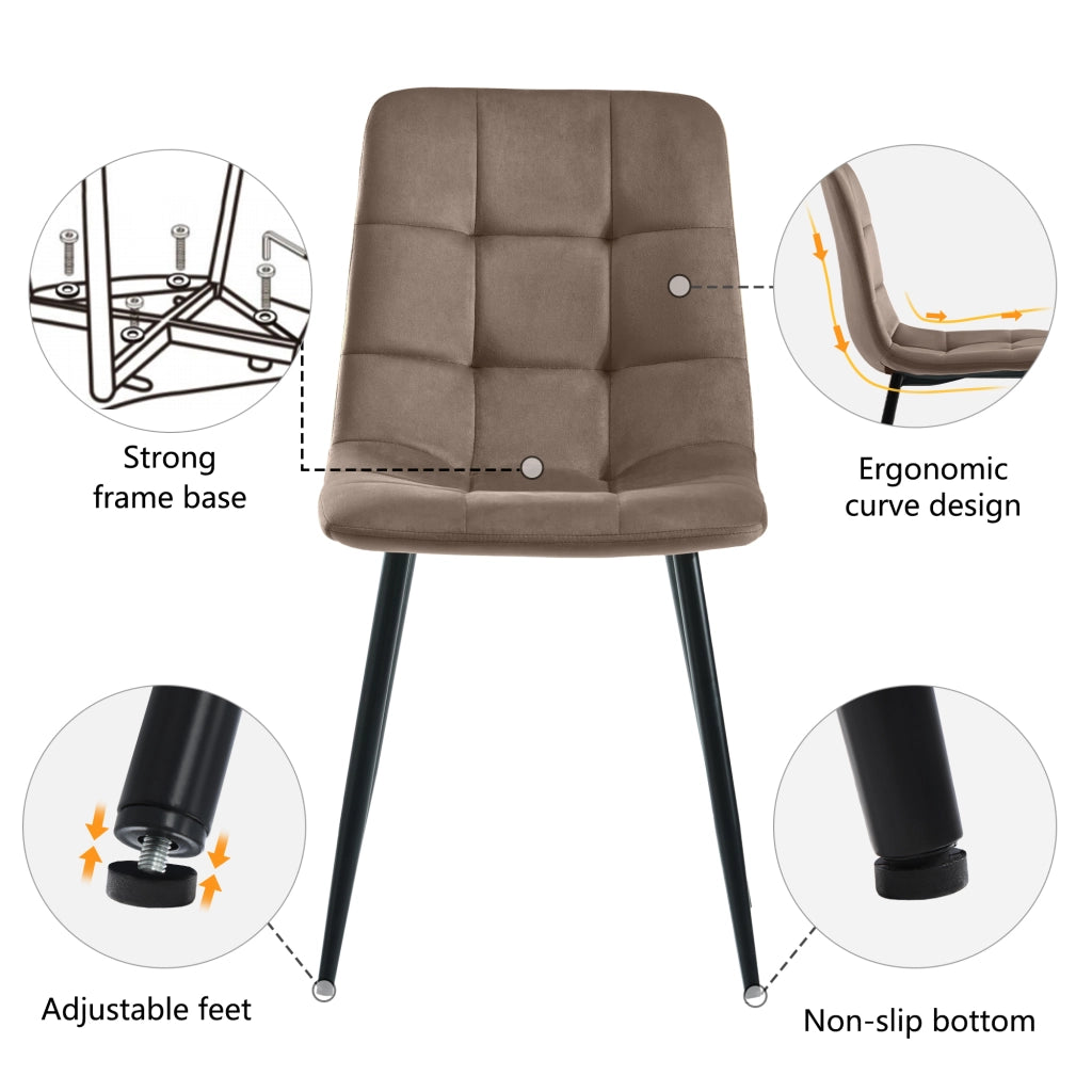 Tavolo da pranzo con 4 sedie in MDF, set rettangolare marrone, per cucina e sala da pranzo, 117 × 68 × 75 cm