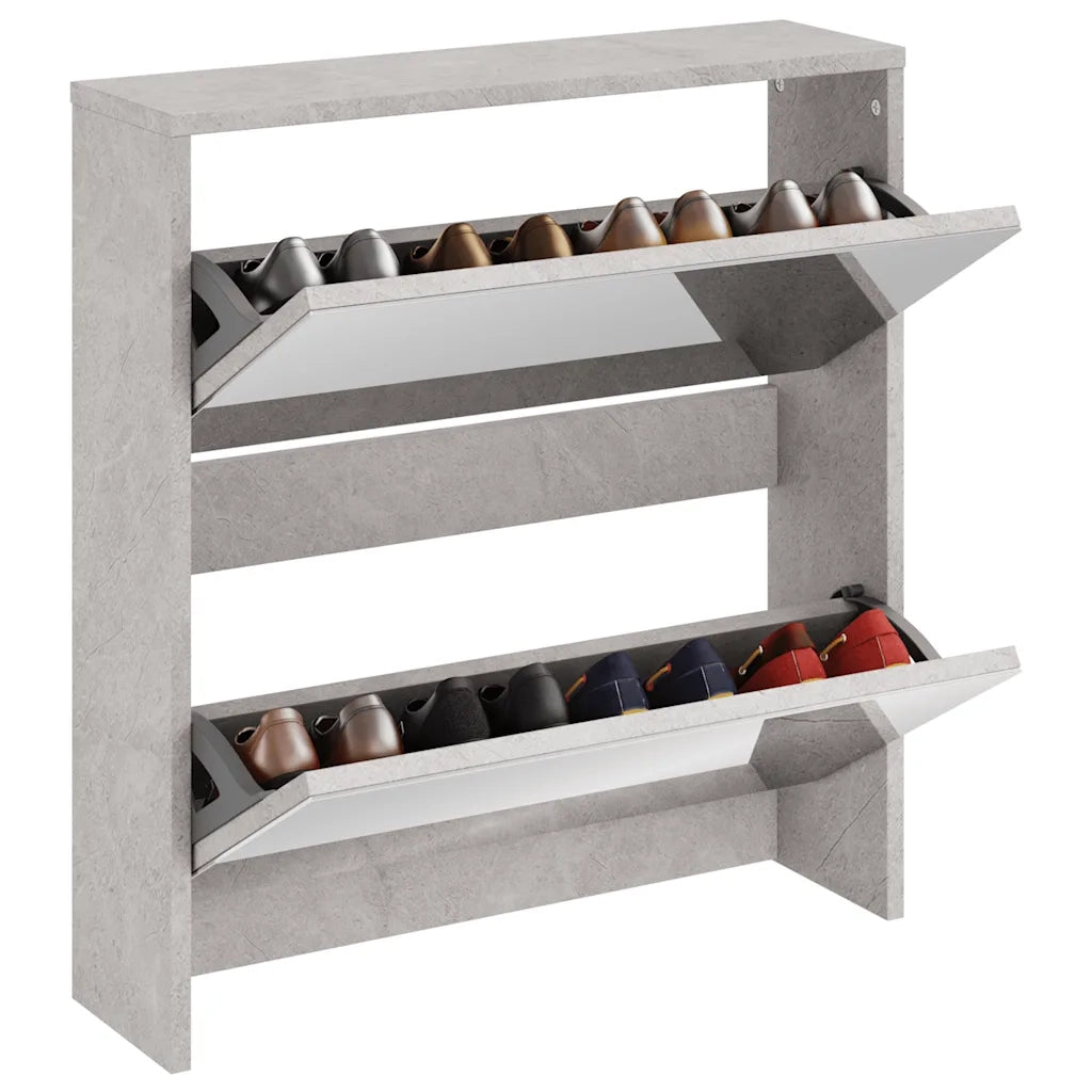 Scarpiera con Specchio a 2 Livelli Grigio cemento 63x17x67 cm 342630
