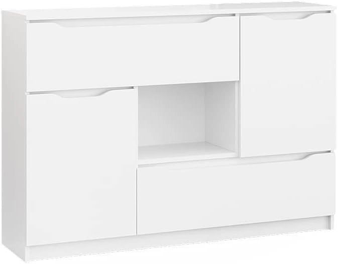 Cassettiera per camera da letto Ruben, Bianco, 120 x 84 cm, per riporre abiti e oggetti di uso quotidiano