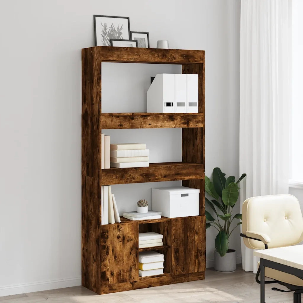 Credenza-Buffet-Armadio da cucina Rovere Fumo 92x33x180 cm in Legno Multistrato