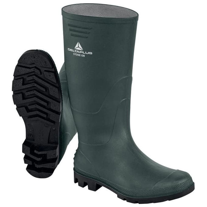 Delta Plus, Stivali da Lavoro Stone OB SRA, Antiscivolo, Verde-Nero, Taglia 44