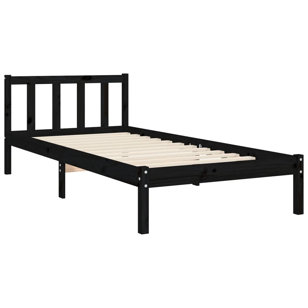 Giroletto con Testiera Nero Small Single in Legno Massello 3192455