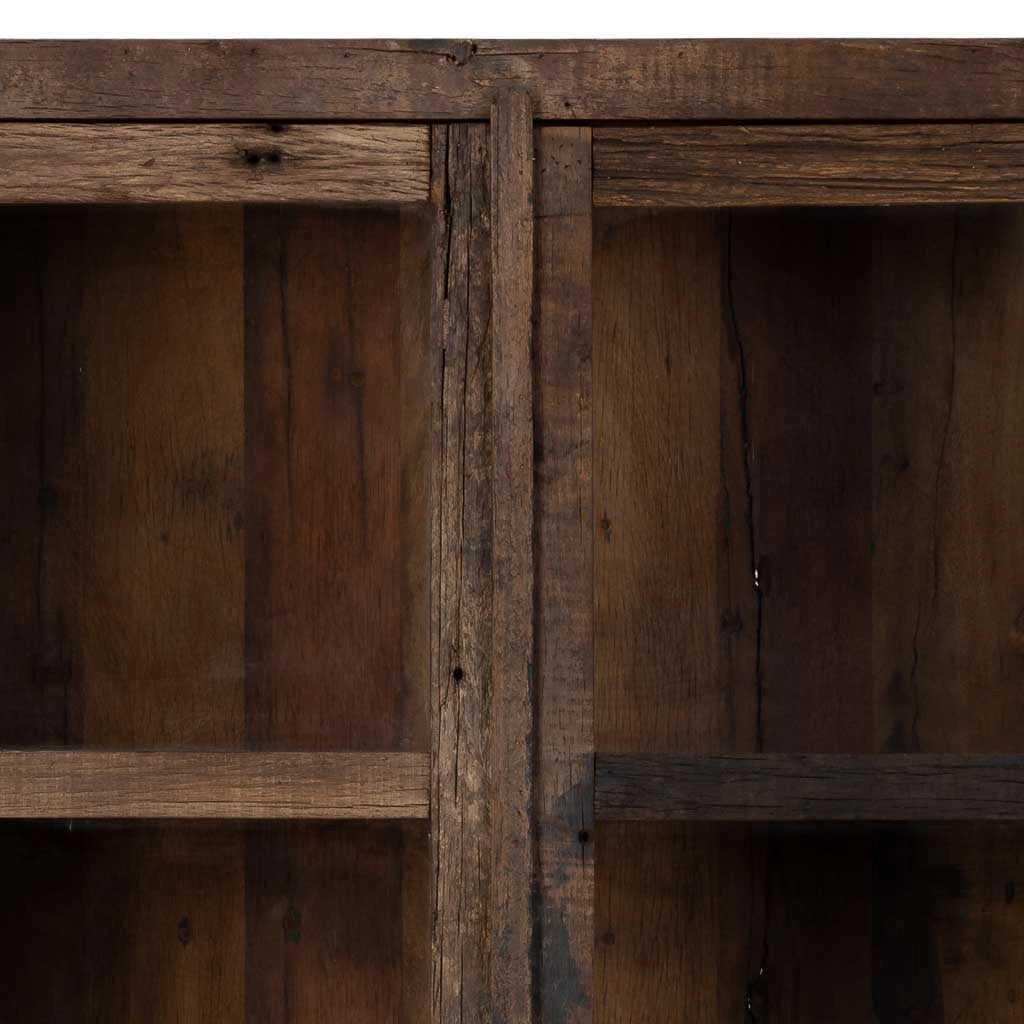 Vetrina artigianale in legno con 2 ante marrone, 100x40x180h cm