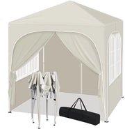 Tenda da festa pieghevole - 2x2m - Altezza regolabile - Pareti laterali - Impermeabile - UV - Protezione - Esterno - Beige