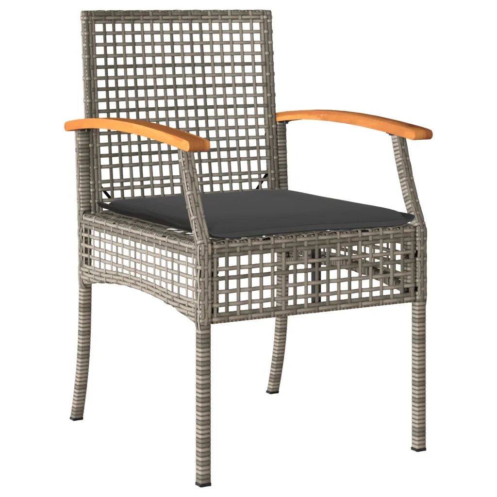 Set da Pranzo da Giardino 3 pz con Cuscini in Polyrattan Grigiocod mxl 113372