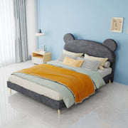 letto imbottito tessuto metallo grigio 140 x 200 cm