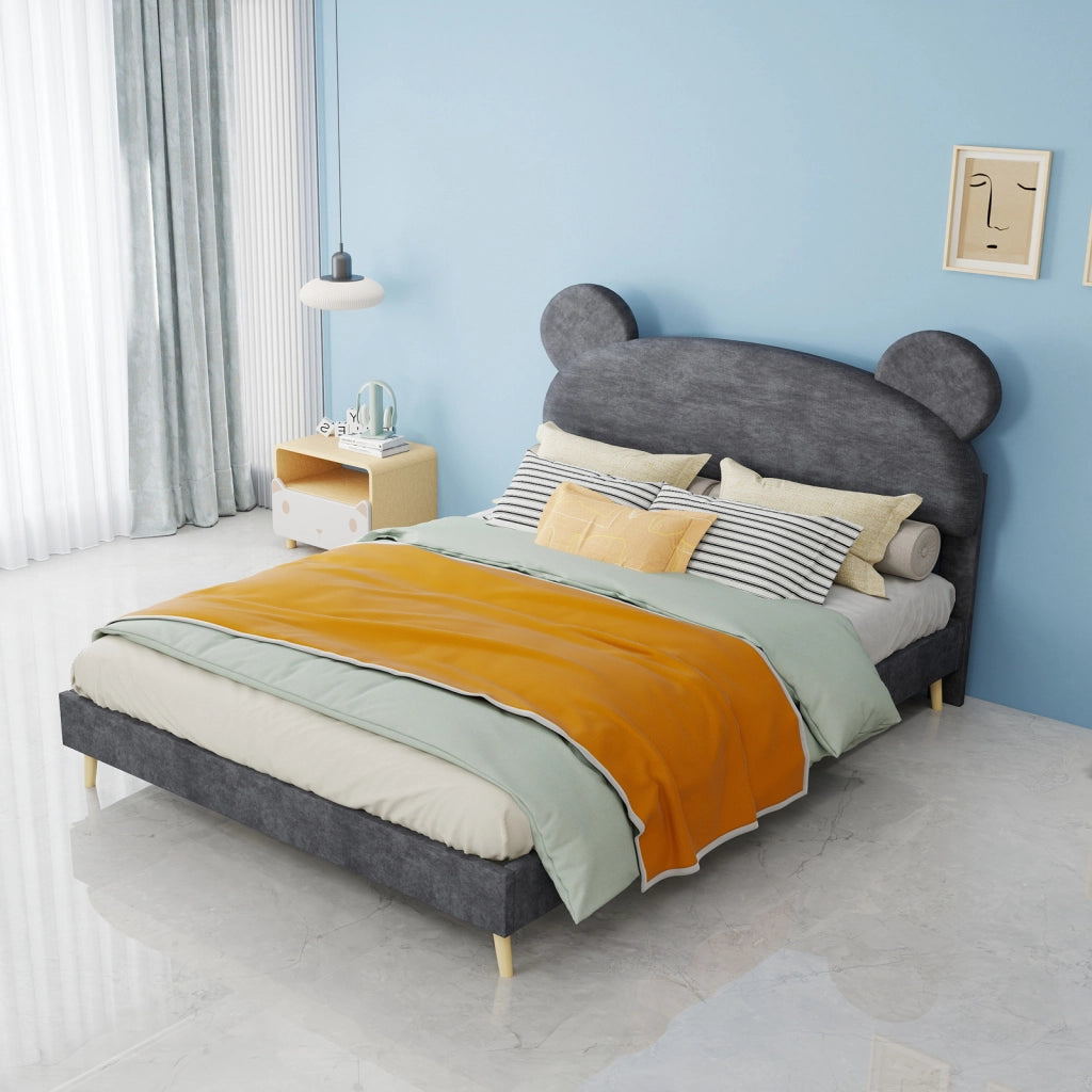 letto imbottito tessuto metallo grigio 140 x 200 cm