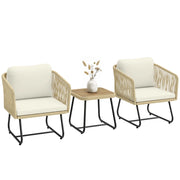 Set Bistro 3 Pezzi in Rattan con Cuscini ¨C zephmum ¨C Grigio, Polipropilene, 2 Sedie e Tavolo