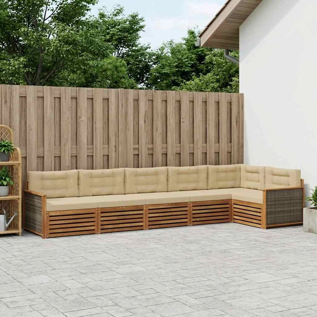Set di divani da esterno 6 pz Naturale e Beige 3383411