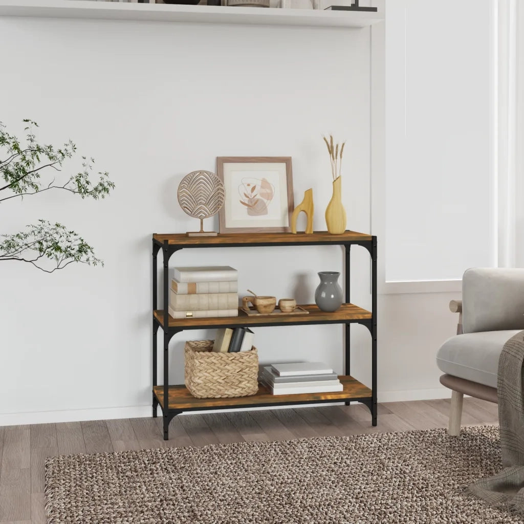 Libreria rovere fumo 80x33x70,5 cm Legno Multistrato e Acciaio 819339