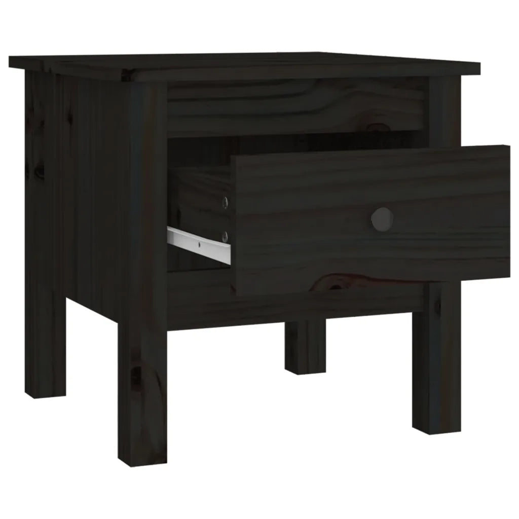 Tavolini 2 pz Neri 40x40x39 cm in Legno Massello di Pino 813793