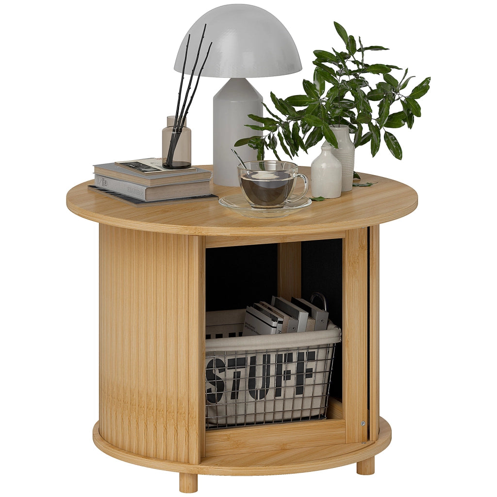 Tavolino da caff¨¨ rotondo con cassetti ¨C zephmum ¨C Bamb¨´ 60x45 cm