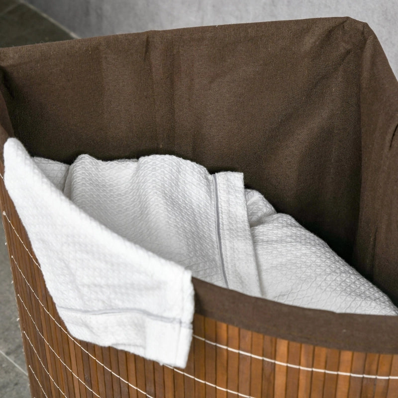 Cesto portabiancheria in bambù 55 L con coperchio rimovibile, 38 x 38 x 57 cm, marrone