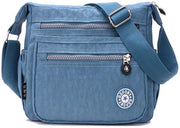Borse a Spalla in Nylon per Donna Tote Bag Shopper Hobo Tote Bag per Uso Giornaliero Scuola Ufficio Spese Viaggio Shopping Tote Bag in Blu e Grigio