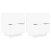 Set di 2 Comodini | Armadio da Notte | Mobiletto da notte con Luci LED Bianchi in Legno Multistrato