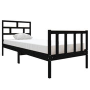 Letto singolo | Letto per adulti | Giroletto in Legno Massello Nero 75x190 cm Small Single