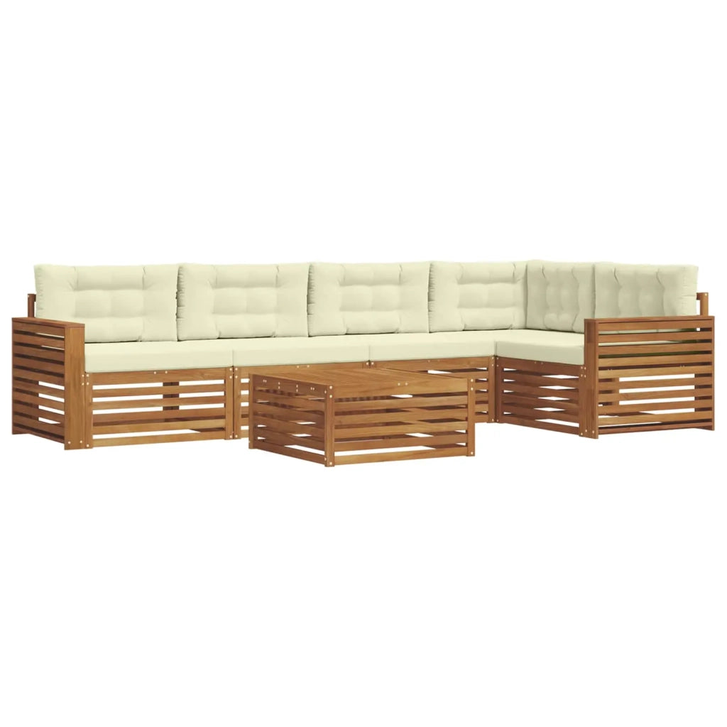 Set di divani da esterno con cuscino 6 pcs Naturale e Crema