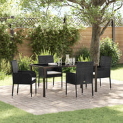 Set da Pranzo da Giardino 5 Pezzi con Cuscini Nero Polyrattan