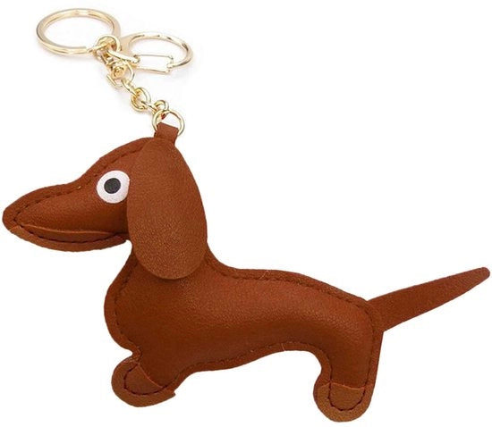 Mini statua di un cagnolino in pelle PU, portachiavi per borsa, tasca o zaino