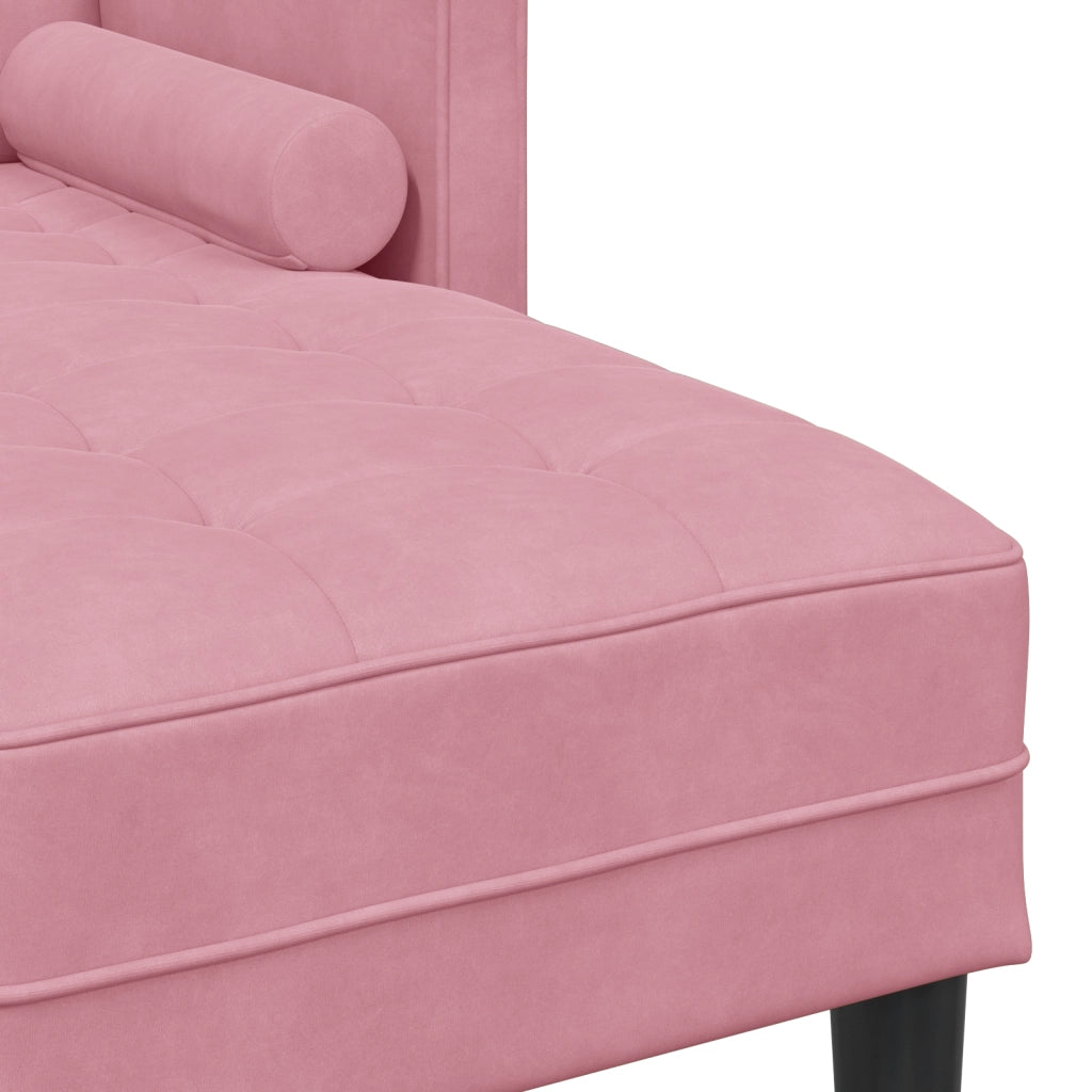Divano a 3 posti con Chaise L-shaped Rosa Chiaro 160 cm in Velluto