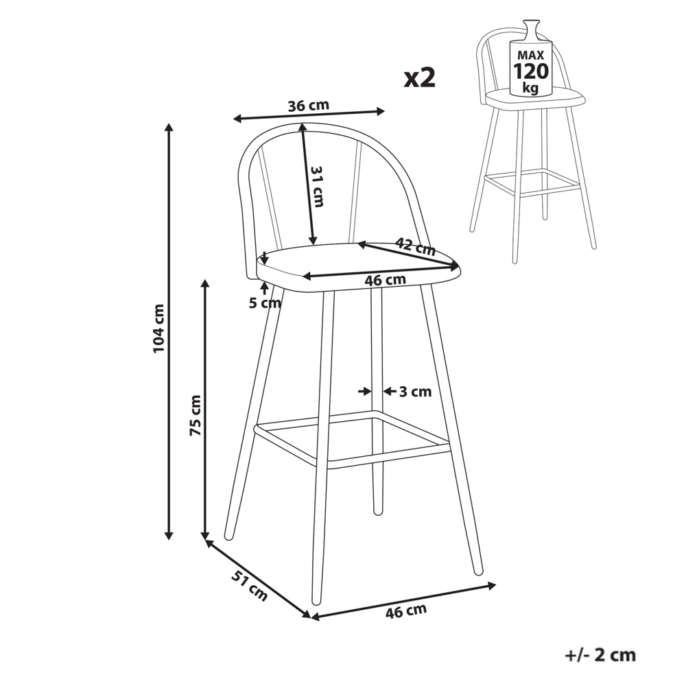 Set di 2 sgabelli da bar in metallo effetto legno con intreccio viennese stile retrò soggiorno