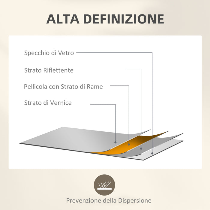 Specchio da Parete Stile Finestra 110x50 cm con Montaggio Verticale e Orizzontale Nero