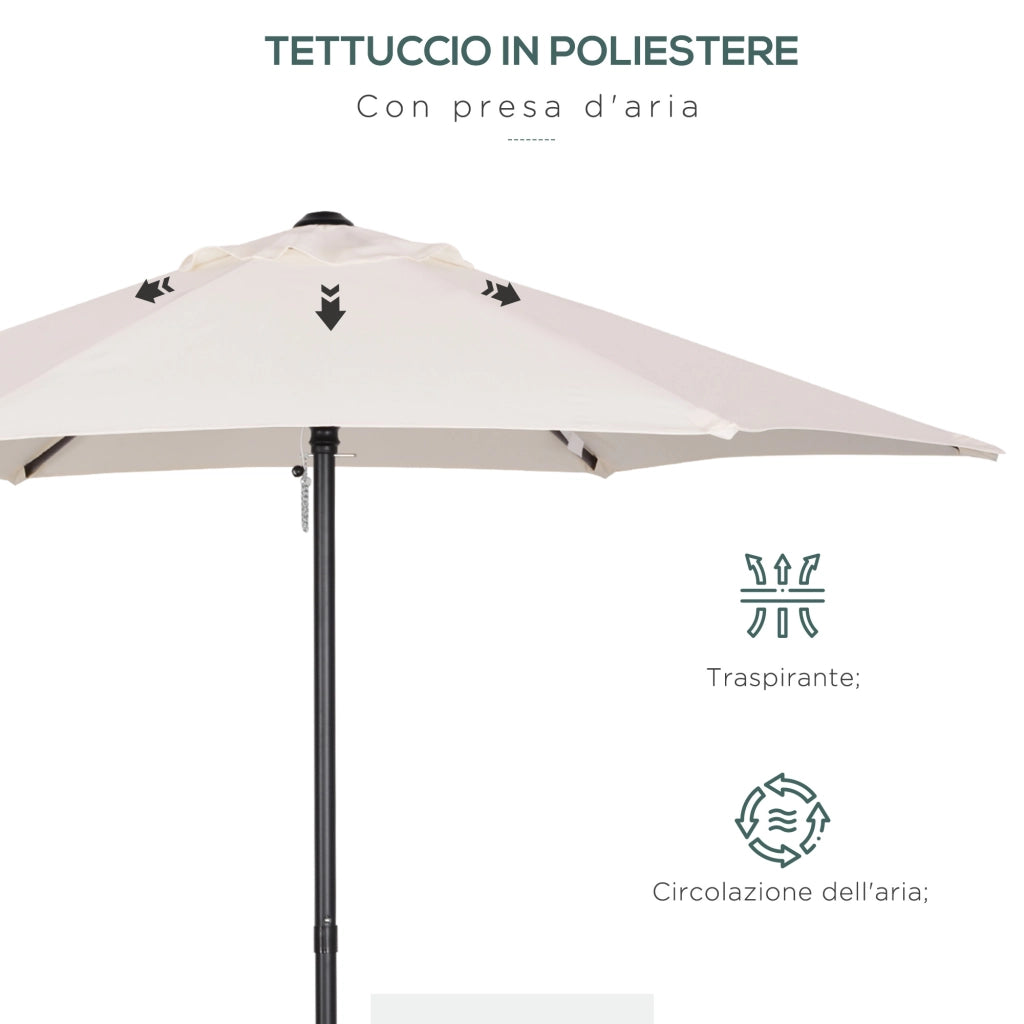 Ombrellone da Giardino Rotondo 2m ¨C zephmum ¨C Alluminio Poliestere Crema