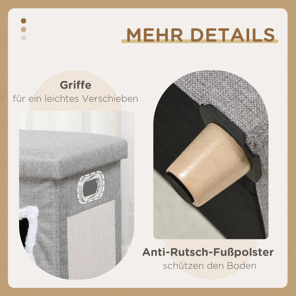CUCCIA PER GATTI con cuscino e tiragraffi, grigio, MDF