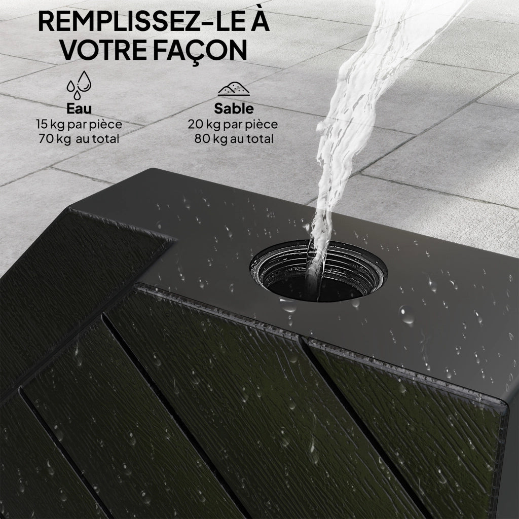 Pesi per Parasole 4 Pezzi Quadrati ¨C Zephmum ¨C Grigio Antracite 60kg