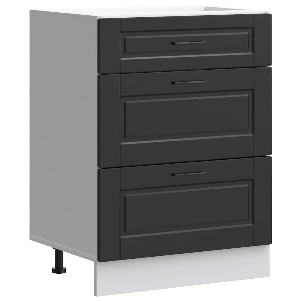 Mobiletto da cucina-Armadio da cucina "Porto" nero in legno ingegnerizzato 245433