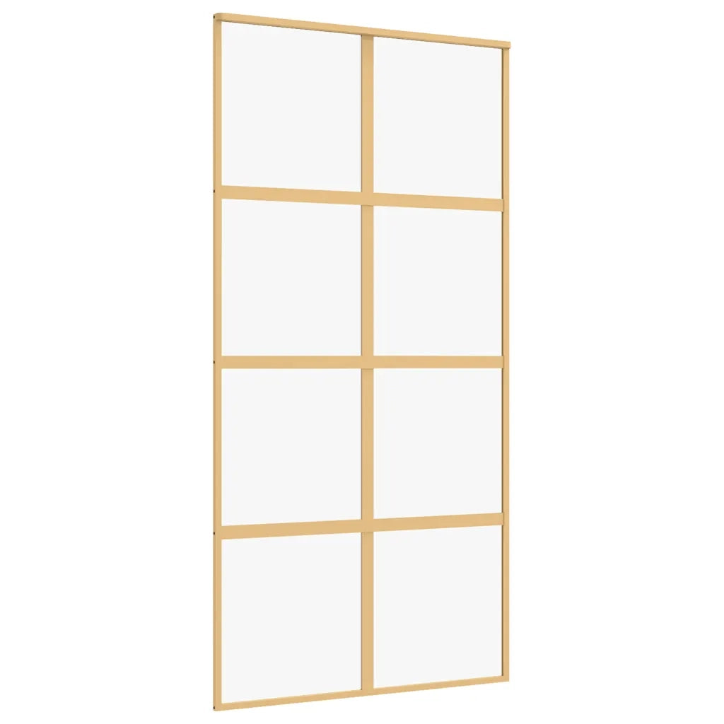 Porta Scorrevole Oro 102,5x205 Vetro Trasparente ESG Alluminio