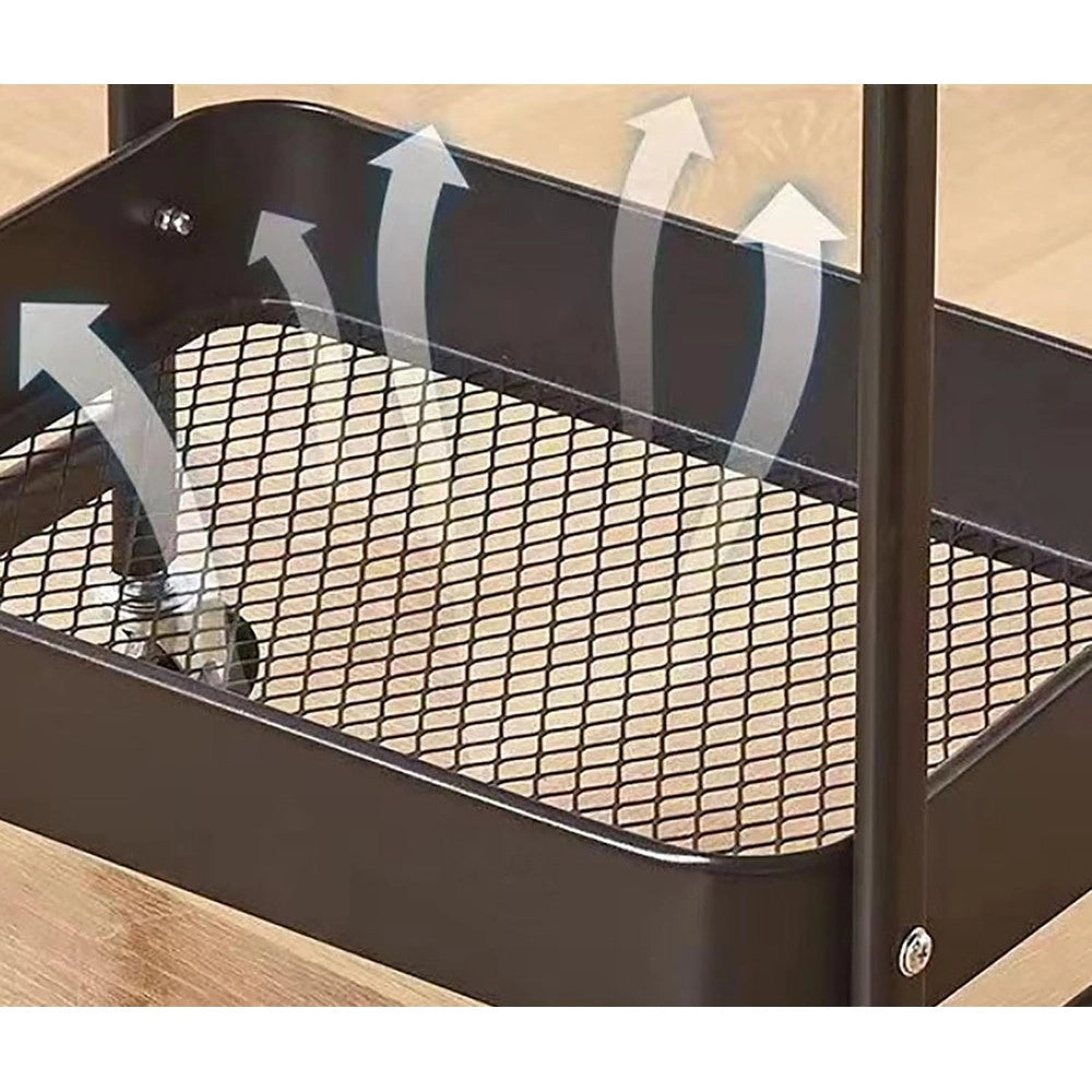 Trade Shop - Carrello Portaoggetti A 3 Livelli Scaffale Mobile Organizzatore Scorrevole Piano In Legno -
