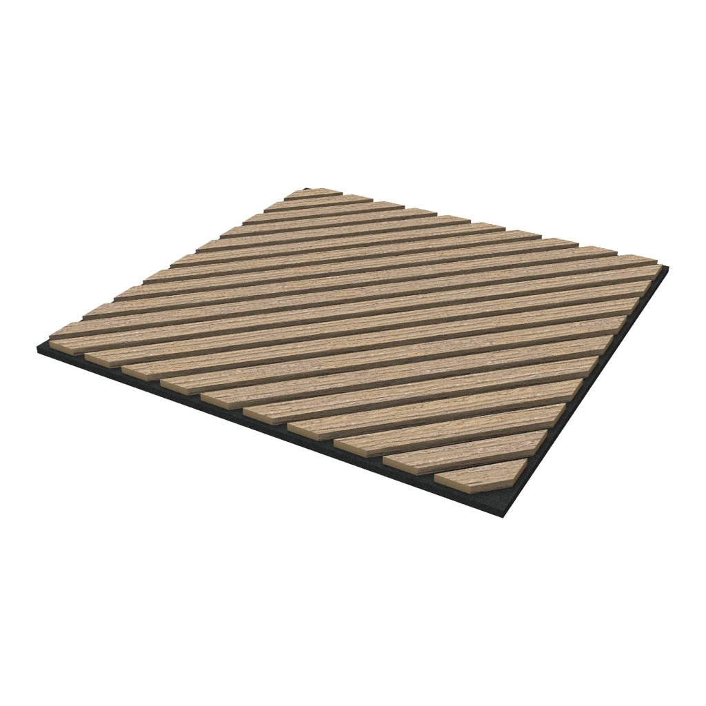 Set di 12 pannelli acustici con doghe diagonali 4,32 m² effetto noce chiaro 03_0009572