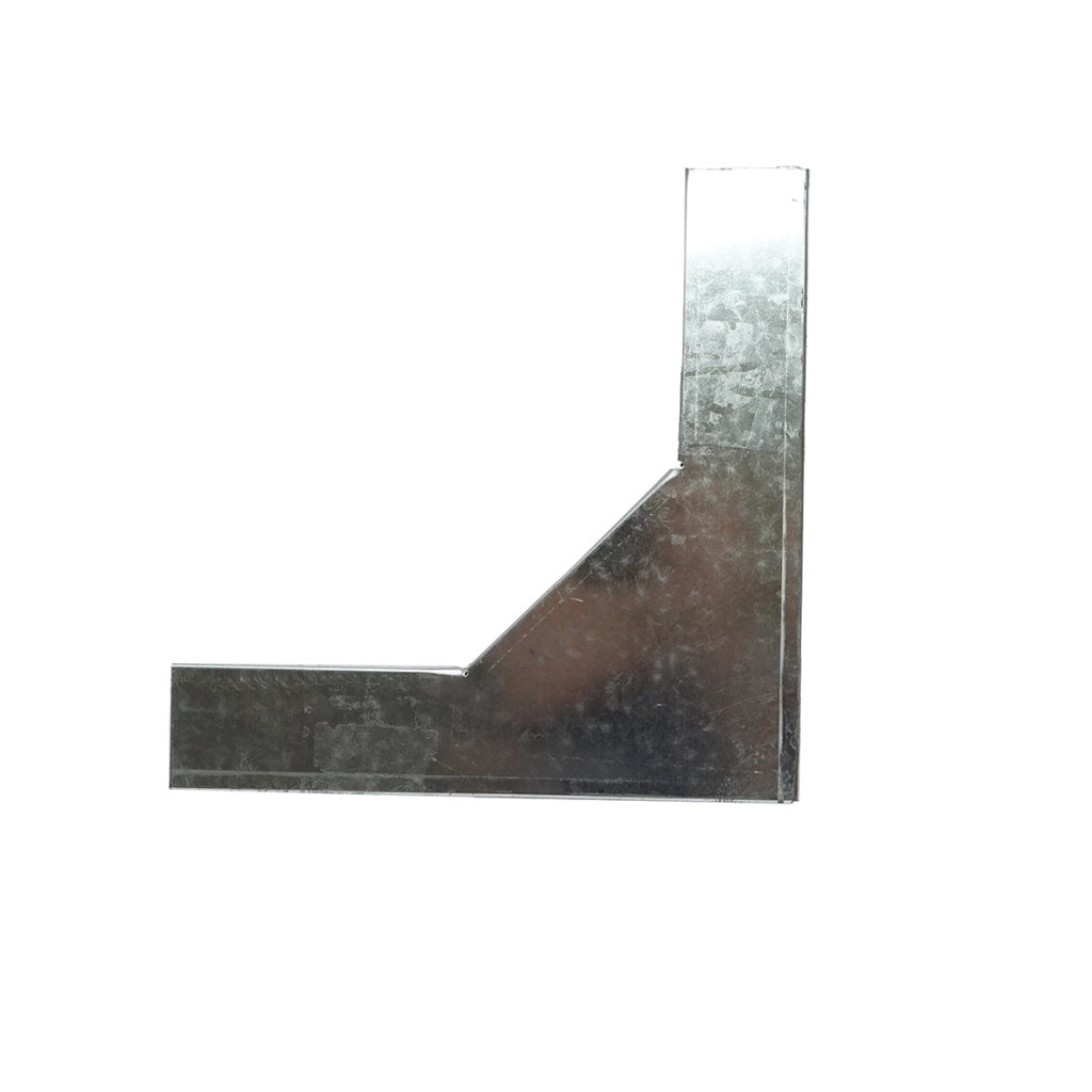 Gomito orizzontale a 90 gradi in acciaio zincato per grondaia 25x50mm