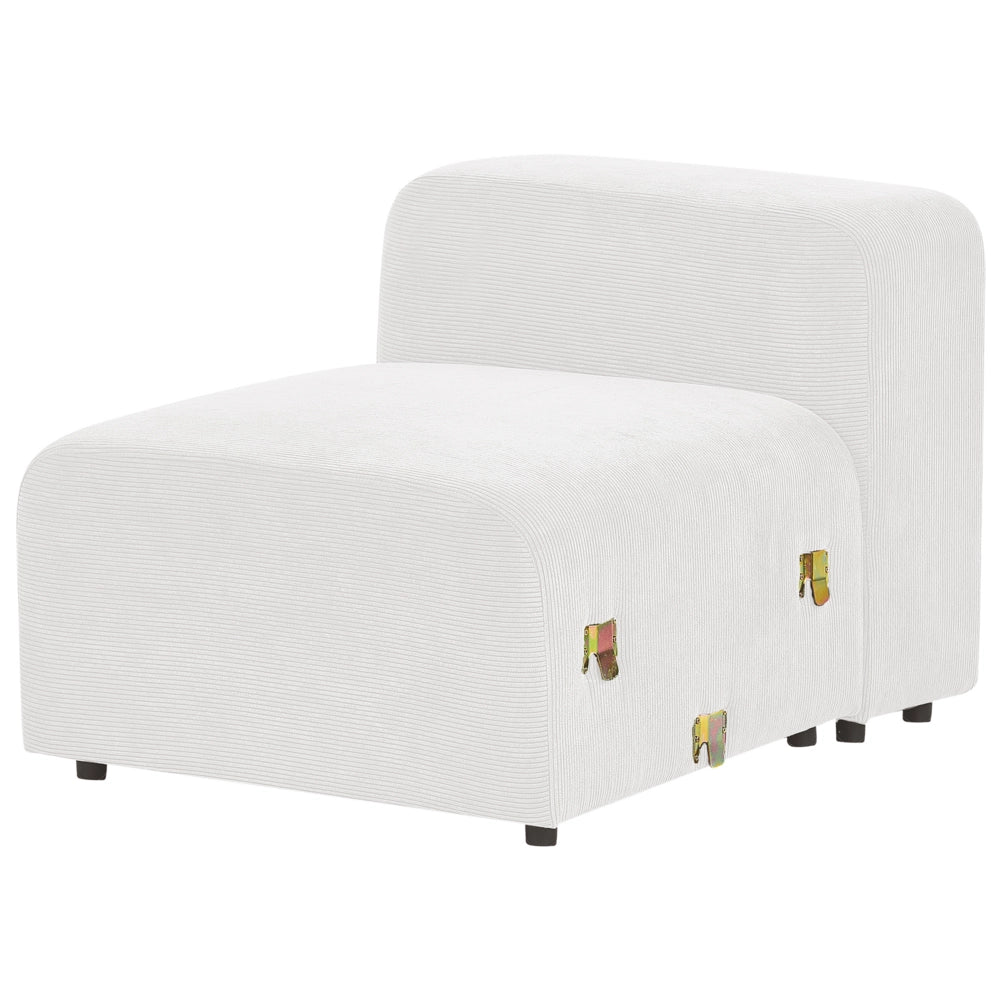 Divano componibile a 3 posti rivestito con velluto bianco stile moderno