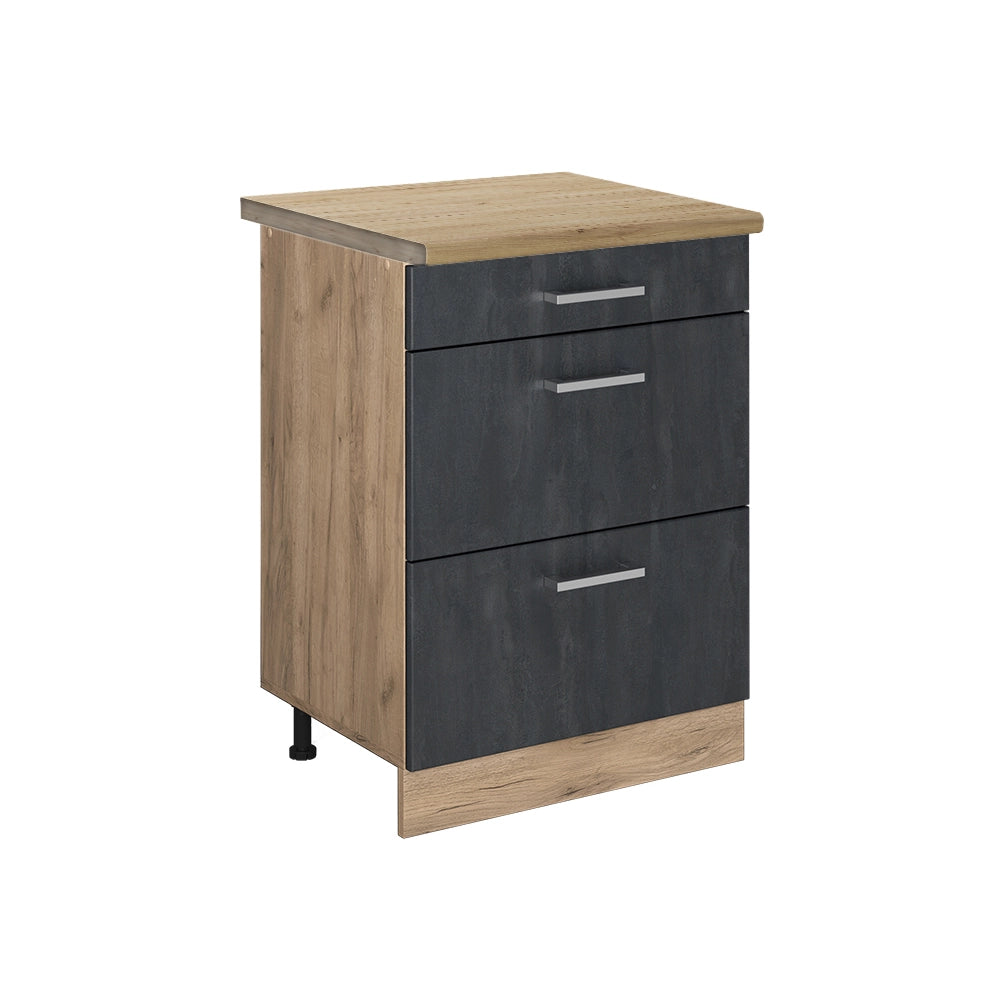 Vicco Mobiletto base per cucina Calcestruzzo nero 60 cm PL Rovere