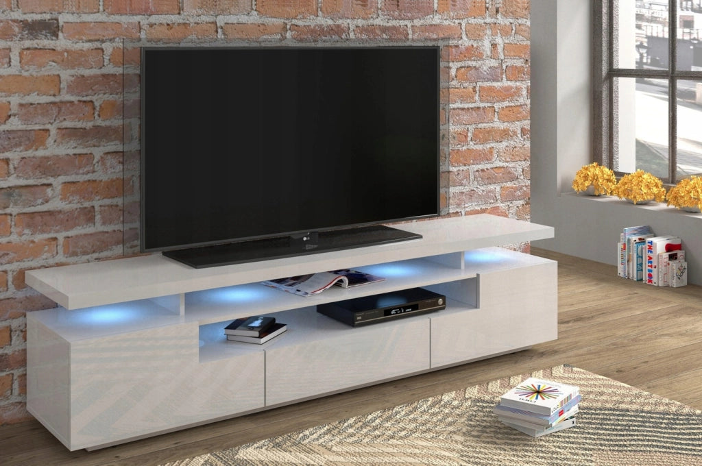ARMADIO TV EVA 180 BIANCO OPACO BIANCO LUCIDO LED