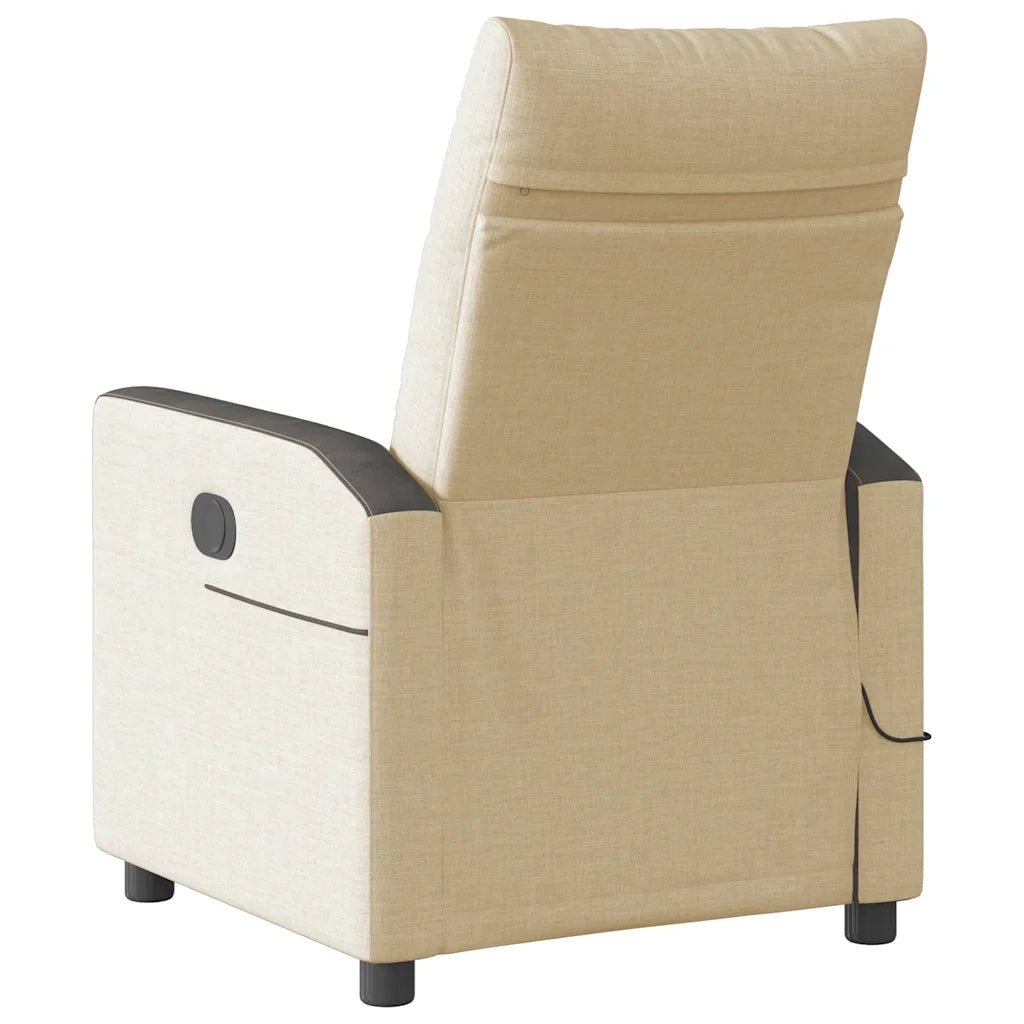 Poltrona Massaggiante | Sedia Relax Reclinabile Crema in Tessuto