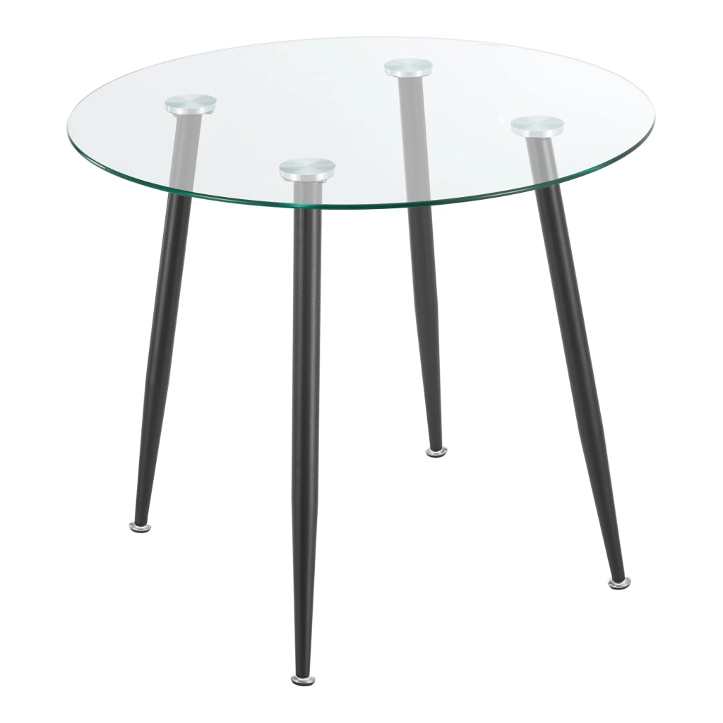 Tavolo da pranzo rotondo in vetro temperato e acciaio 75 x 87 cm nero trasparente 03_0008707