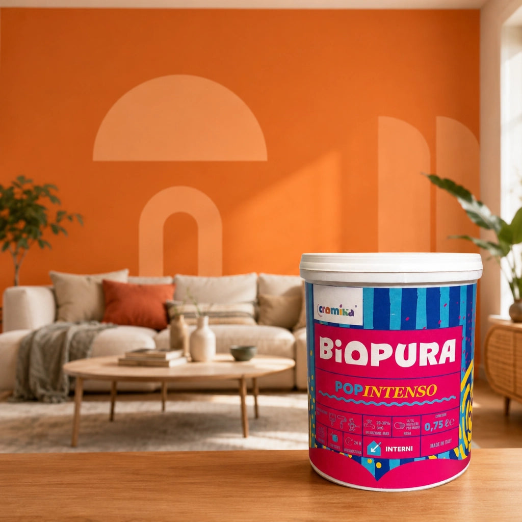 Popintenso palestra e decori interni pittura murale lavabile e coprente cromika *** formato 0,750 lt, colore- arancio...