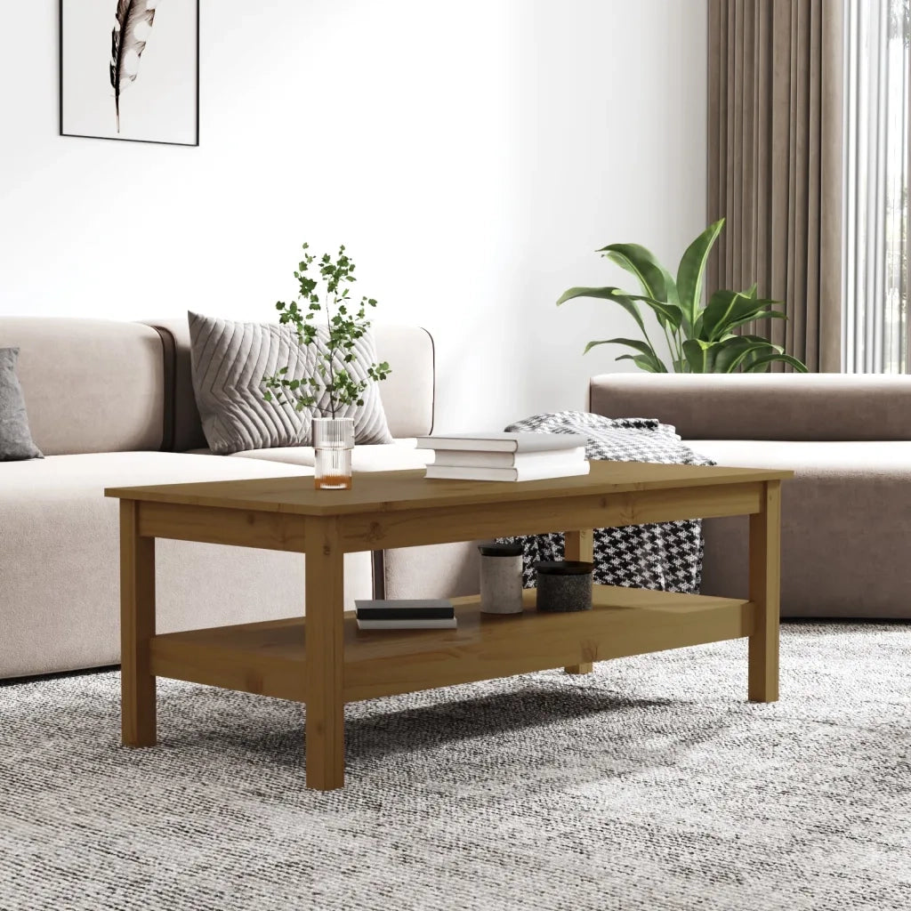 Tavolino da Salotto ambra 110x50x40 cm Legno Massello di Pino 814277