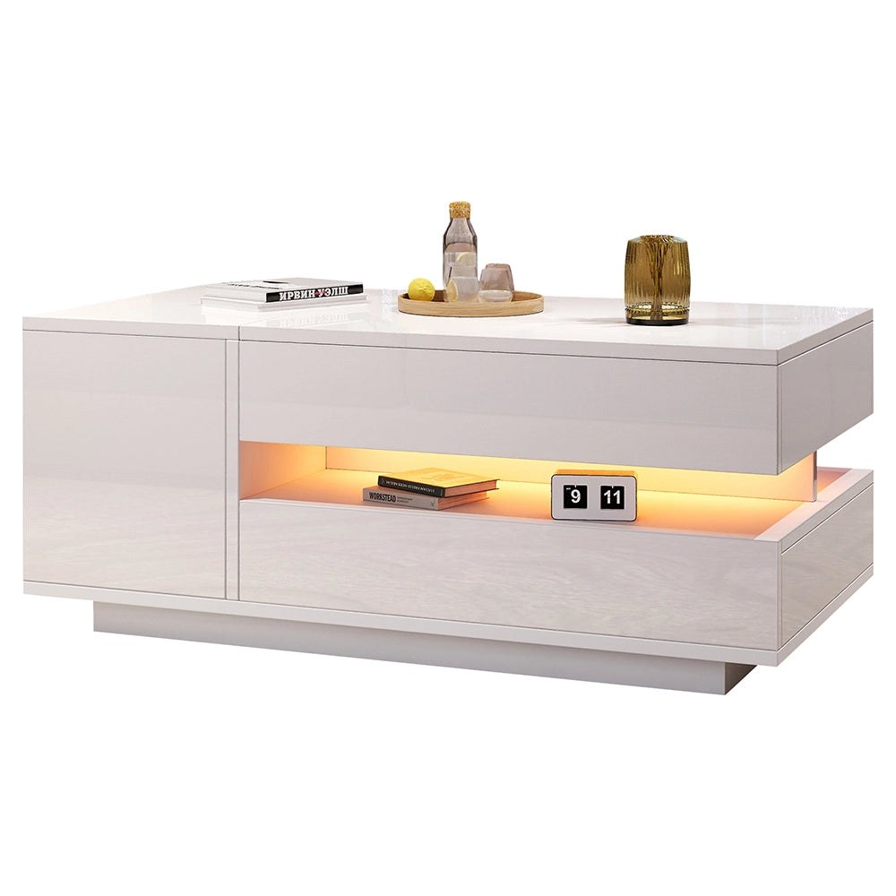 Tavolino regolabile - Xylo - 95x50cm LED con armadio bianco