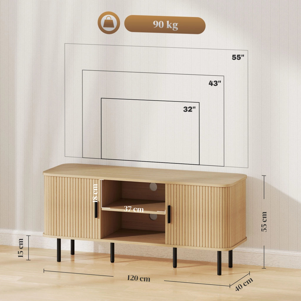 Mobile TV design scandinavo con 2 ante tambour ¨C zephmum ¨C ton ch¨ºne 120x30x