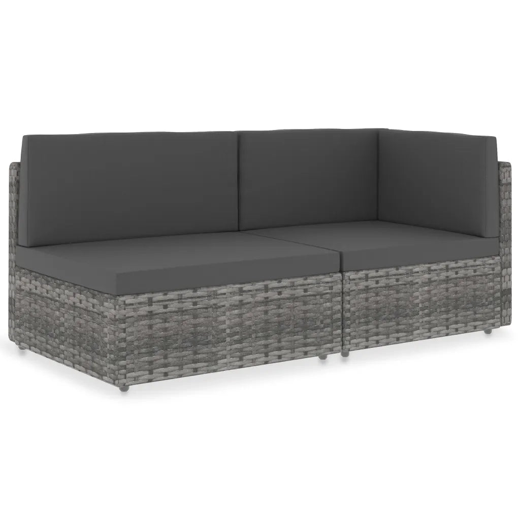 Divano Modulare a 2 Posti in Polyrattan Grigio